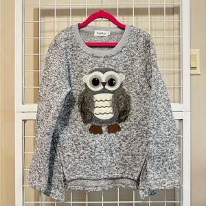 WardWolf Big Girls Sweatshirts Adorable Owl Fleece Sweater for Girls M (10) Grey
